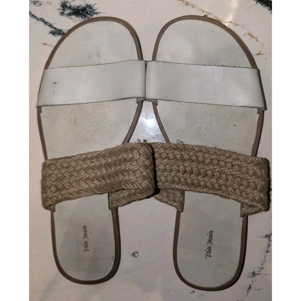 Via Mia Women's Square Toe Double Band Lug Slide Sandals Size 6,5